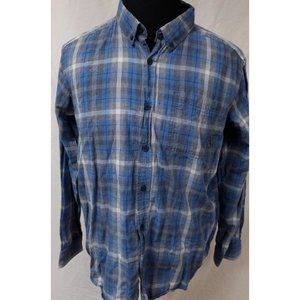 Columbia Mens Large Blue Plaid Regular Fit Long Sleeve Button Down Shirt